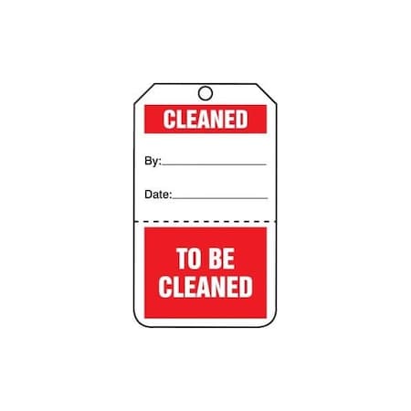 Accuform Safety Tags, CLEANED/TO BE CLEANED, Perforated, 5.75in x 3.25in, RP-Plastic, 5PK TPP107PTM